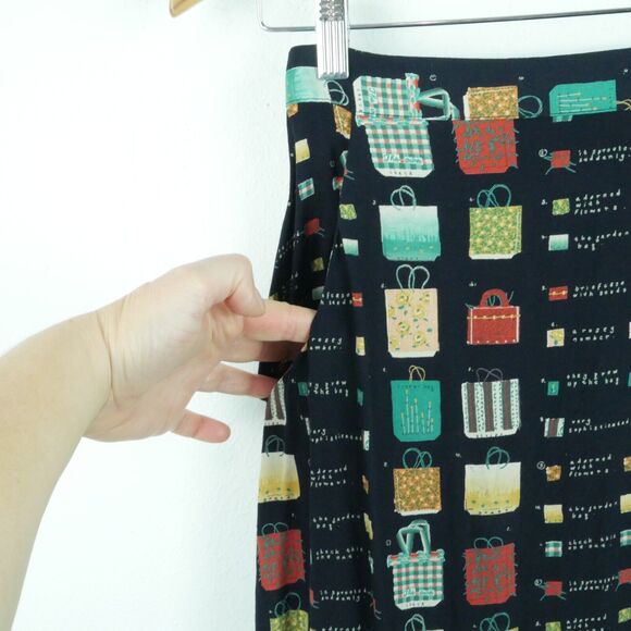 Vintage Medium Skirt Midi Y2K Novelty Print Boho Whimsigoth Artsy Maximalist - Picture 3 of 8